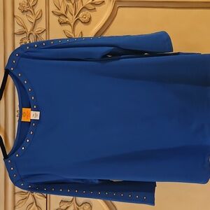 Ruby Rd Blue Studded Women's Top
